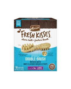 Merrick Fresh Kisses All Natural Double-Brush Dental Treat Mint Pantry Box Large (16ct)