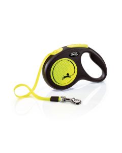 Flexi New Neon Retractable Reflective Leash 16' For Small Dogs up to 33 lbs