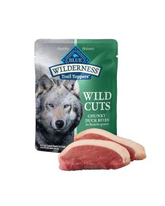 Blue Buffalo Blue Wilderness Wild Cuts Trail Toppers Chunky Duck Bites in Hearty Gravy 3 oz