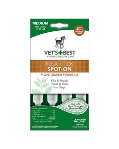 Vet’s + Best Flea & Tick Spot-On Drops Medium For Dogs 16-40 lbs 4 ct