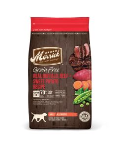 Merrick Grain Free Real Bison, Beef + Sweet Potato Recipe Adult Dog Food 22lbs