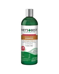 Vet’s + Best Advanced Strength Flea + Tick Shampoo for Dogs & Puppies 12 oz
