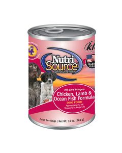 NutriSource Chicken, Lamb & Ocean Fish Formula Dog Food 13 oz
