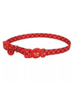 Coastal Safe Cat White Red Plaid Fashion Adjustable Breakaway Collar 3/8" x 8"-12"