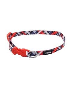 Coastal Li'l Pals Red & Grey Plaid Adjustable Patterned Dog Collar  3/8" X 8"-12"