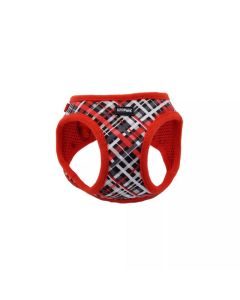 Coastal Li'l Pals Red & Grey Plaid Canvas Adjustable Dog Harness Small 3/8" X 10" X 12"