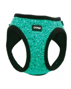 Coastal Li'l Pals Teal & Grey Diamonds Canvas Adjustable Dog Harness X-Small 3/8" X 8"-10"