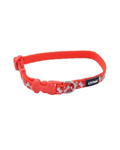 Coastal Li'l Pals Red with Bones & Triangles Reflective Dog Collar 3/8" X 6"-8"