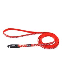Coastal Li'l Pals Red with Bones & Triangles Reflective Dog Leash 3/8" X 6'