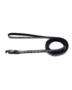 Coastal Li'l Pals Black with Teal & Orange Paws Reflective Dog Leash 3/8" X 6'
