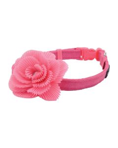 Coastal Li'l Pals Pink with Pink Flower Microfiber Dog Collar 3/8" X 6"-8"