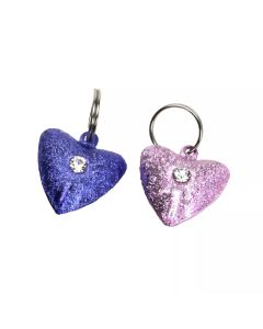 Coastal Heart Shaped Frosted Designer Pink & Purple Cat Bells 2pk