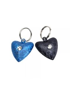 Coastal Heart Shaped Frosted Designer Blue & Black Cat Bells 2pk