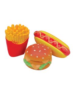 Coastal Li’l Pals Hamburger, French Fry & Hotdog Dog Toy 4 in 3 pc