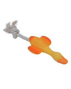 Coastal Li’l Pals Latex & Rope Duck Dog Toy 8 in