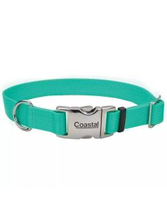 Coastal Teal Adjustable Dog Collar with Metal Buckle 1" X 14"-20"