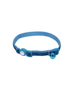 Coastal Safe Cat Blue Lagoon Jeweled Buckle Adjustable Breakaway Cat Collar 3/8" X 8"-12"