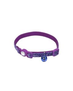 Coastal Safe Cat Purple Jeweled Buckle Adjustable Breakaway Cat Collar 3/8" X 8"-12"
