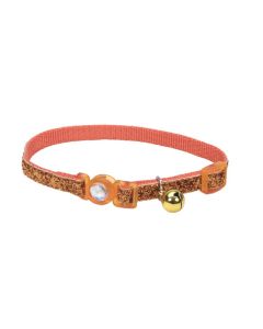 Coastal Safe Cat Sunset Orange Jeweled Buckle Adjustable Breakaway Cat Collar 3/8" X 8"-12"