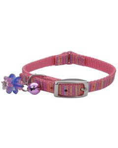 Coastal Li'l Pals Pink Stripe Ribbon Safety Kitten Collar 3/8" X 6"-8"