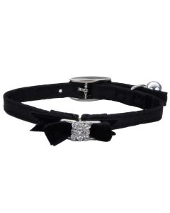 Coastal Li'l Pals Black Silk Safety Kitten Collar with Bow 3/8" x 8"