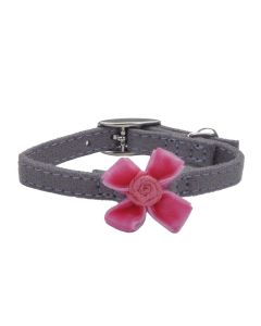 Coastal Li'l Pals Pink & Grey Safety Kitten Collar with Bow 3/8" x 8"