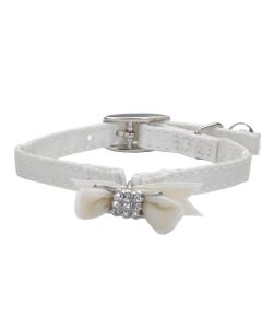 Coastal Li'l Pals White Silk Safety Kitten Collar with Bow 3/8" x 8"