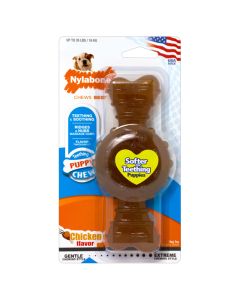 Nylabone Teething Puppy Chew Ring Bone Toy Chicken Flavor Medium/Wolf