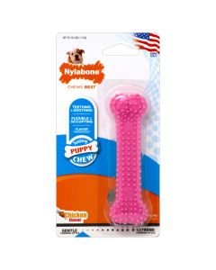 Nylabone Teething Puppy Chew Toy Pink Chicken Flavor X-Small/Petite
