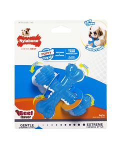 Nylabone Teething Puppy Chew X Bone Chew Toy Beef Flavor Small/Regular