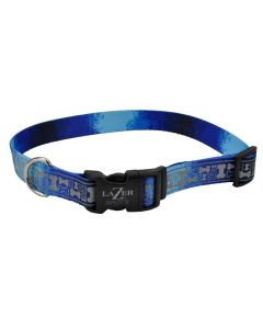 Coastal Lazer Brite Blue with Bones Patterned Collar 5/8" X 12"-18"