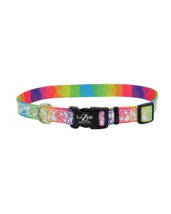 Coastal Lazer Brite Rainbow with Hearts Patterned Collar 5/8" X 12"-18"