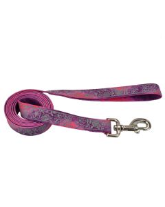 Coastal Lazer Brite Pink with Flowers Patterned Leash 3/8" X 6'