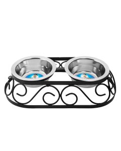 Indipets Oval Crown Wrought Iron Double Diner 1 Quart