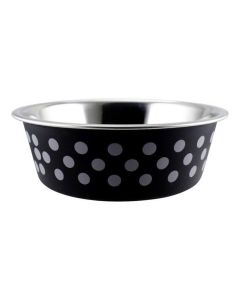 Indipets Buster Bowl Black & Grey Polka Dot Large 54 oz.