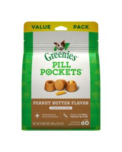 Greenies Pill Pockets for Dogs Capsule Size Peanut Butter Flavor 60 ct