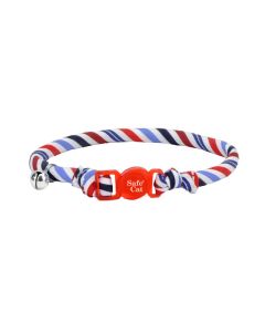Coastal Red, White & Blue Safe Cat Round Fashion Collar 3/8" X 8"-12"