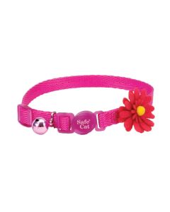 Coastal Safe Cat Embellished Fashion Collar Pink with Flower 8"-12"