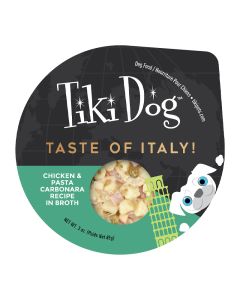 Tiki Dog Taste of Italy Chicken, Pasta Carbonara Recipe in Broth 3 oz.