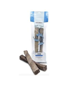 Icelandic+ Hand Wrapped Cod Skin Long Chew Stick Dog Treats 3.8 oz.