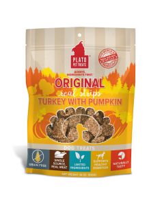 Plato Original Real Strips Turkey with Pumpkin Dog Treats 18 oz.