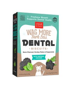 Wag More Bark Less Dental Biscuits - Bone Charcoal, Parsley Flakes & Peppermint Natural Chicken 14oz