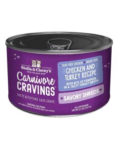 Stella & Chewy's Carnivore Cravings Savory Shreds Chicken & Turkey Recipe 5.2 oz.