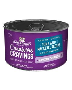 Stella & Chewy's Carnivore Cravings Savory Shreds Tuna & Mackerel Recipe 5.2 oz.