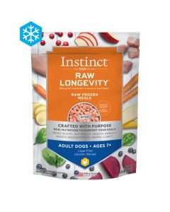 Instinct Raw Longevity Frozen Bites For Adult Dogs 7+ Cage-Free Chicken Recipe 4 ibs.