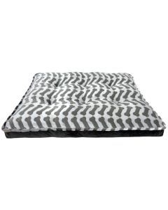 Arlee Pet Bella Charcoal ZigZag Bone Printed Orthopedic Mattress Bed Large 45"