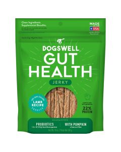 Dogswell Gut Health Jerky Lamb Recipe with Pumpkin 10 oz.
