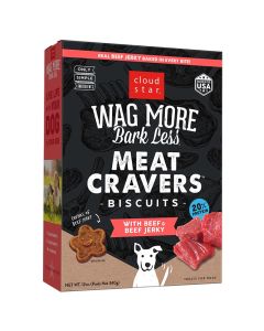 Cloud Star Wag More Bark Less Meat Cravers Biscuits with Beef & Beef Jerky 12 oz.