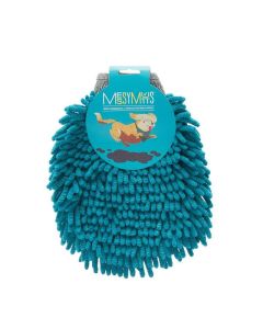 Messy Mutts Chenille Dog Grooming Mitt Blue