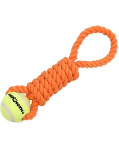 Mammoth Flossy Chews Twister Pull Tug with Mini Tennis Ball 10 in.